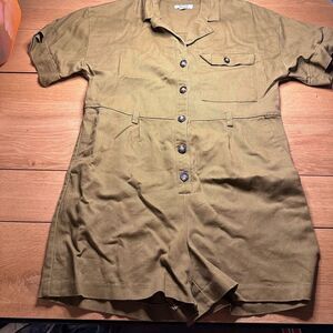 Madewell romper utility shorts jumpsuit green xs